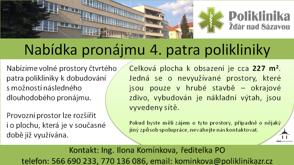 Nabídka pronájmu 4. patra polikliniky